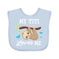 Inktastic My Titi Loves Me with Sloth and Hearts Boys or Girls Baby Bib