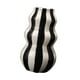 thumbnail image 4 of Jarrón de cerámica a rayas pintado, decoración del hogar, artesanía, contenedor decorativo para plantas, diseño floral Negro, 4 of 9