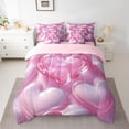 thumbnail image 2 of Erosebridal Ensemble de Lit Cœurs Roses Rêveurs Taille Simple, Ensemble de Lit Girly Rose, Motif Imprimé 3D Décoration de Chambre, Réversible 7 Pcs, 2 of 5