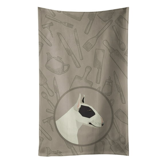 Black and White Bull Terrier In the Kitchen Kitchen Towel
