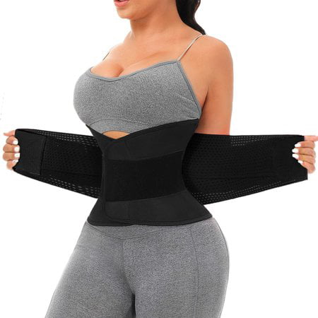 Waist Trainer Belt for Women Waist Cincher Trimmer Slimming Body Shaper  Sauna Hot Sweat Sport Girdle Belt(M, Black 
