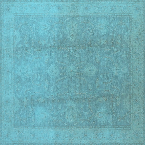 Ahgly Company Indoor Square Oriental Light Blue Industrial Area Rugs, 8' Square