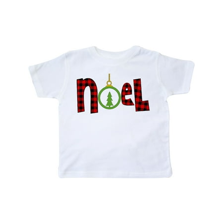 

Inktastic Noel in Red Plaid with Christmas Tree Ornament Gift Toddler Boy or Toddler Girl T-Shirt