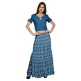 thumbnail image 1 of Moomaya Printed Rayon Cold Shoulder Crop Top And Skirt Ethnic Set For Women, 1 of 6
