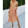 thumbnail image 6 of Women Summer Bohemian Floral Casual Wrap V Neck Ruffle Cap Sleeveless Belt A-Line Pleated Hem Midi Sun Dress White, 6 of 8