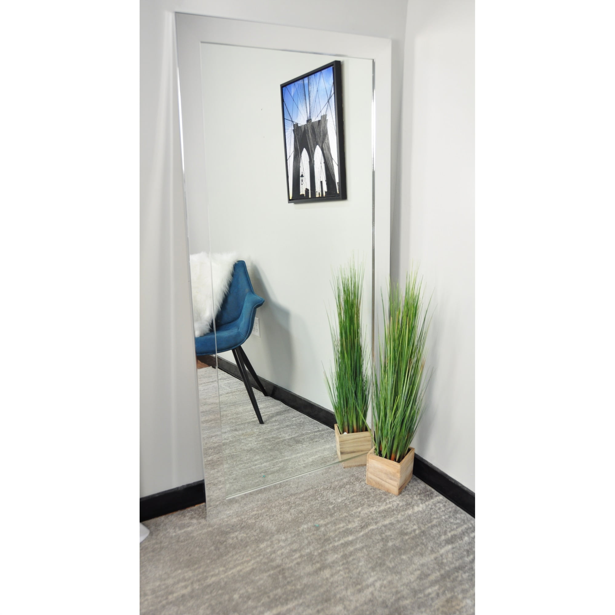 BrandtWorks Modern Style Chrome Leaning Floor Mirror