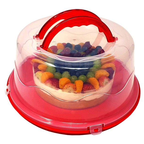 Round Cake and Cupcake Carrier/Storage Container with Collapsible