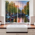 thumbnail image 2 of Ambesonne Dutch Kitchen Curtains, Amstel River with Bridges, 55"x39", Multicolor, 2 of 3