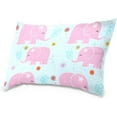 thumbnail image 3 of Pink Elephant and Flower Velvet Oblong Lumbar Plush Throw Pillow Cover/Shams Cushion Case - 20x26in - Decorative Invisible Zipper Design for Couch Sofa Pillowcase Only, 3 of 7