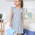 thumbnail image 4 of Balery Gray White Floral Camisón de princesa para niñas, pijama de algodón con mangas abullonadas, suave y bonito.-Medium, 4 of 6