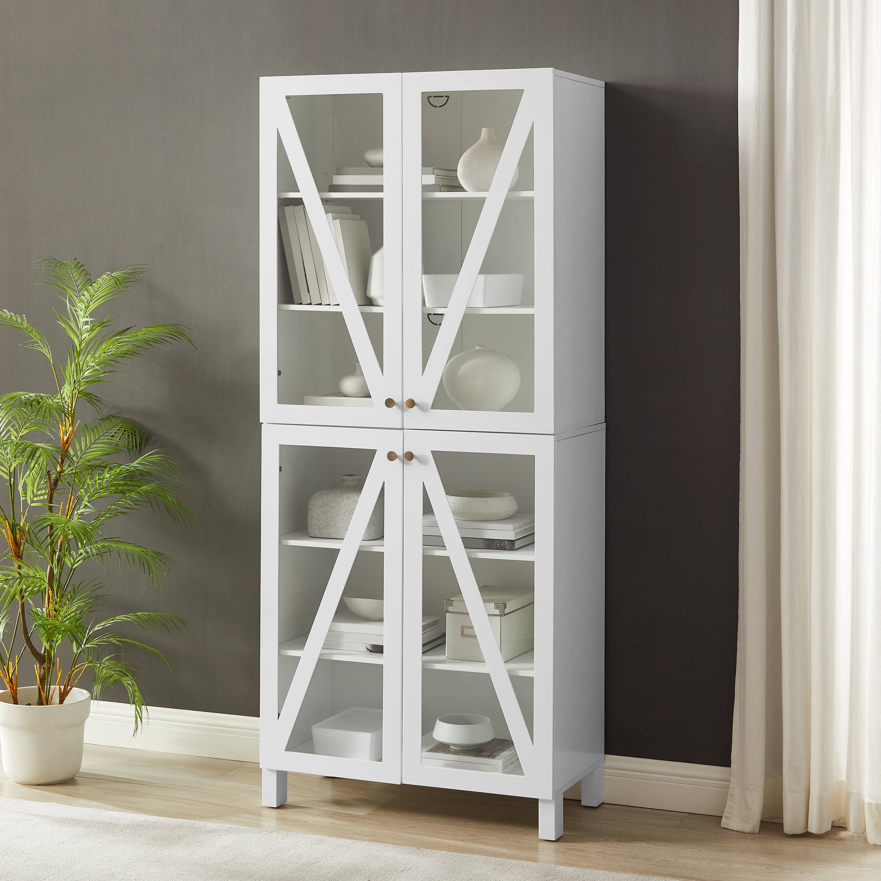 Cassai Tall Storage Pantry White 2 Stackable Pantries