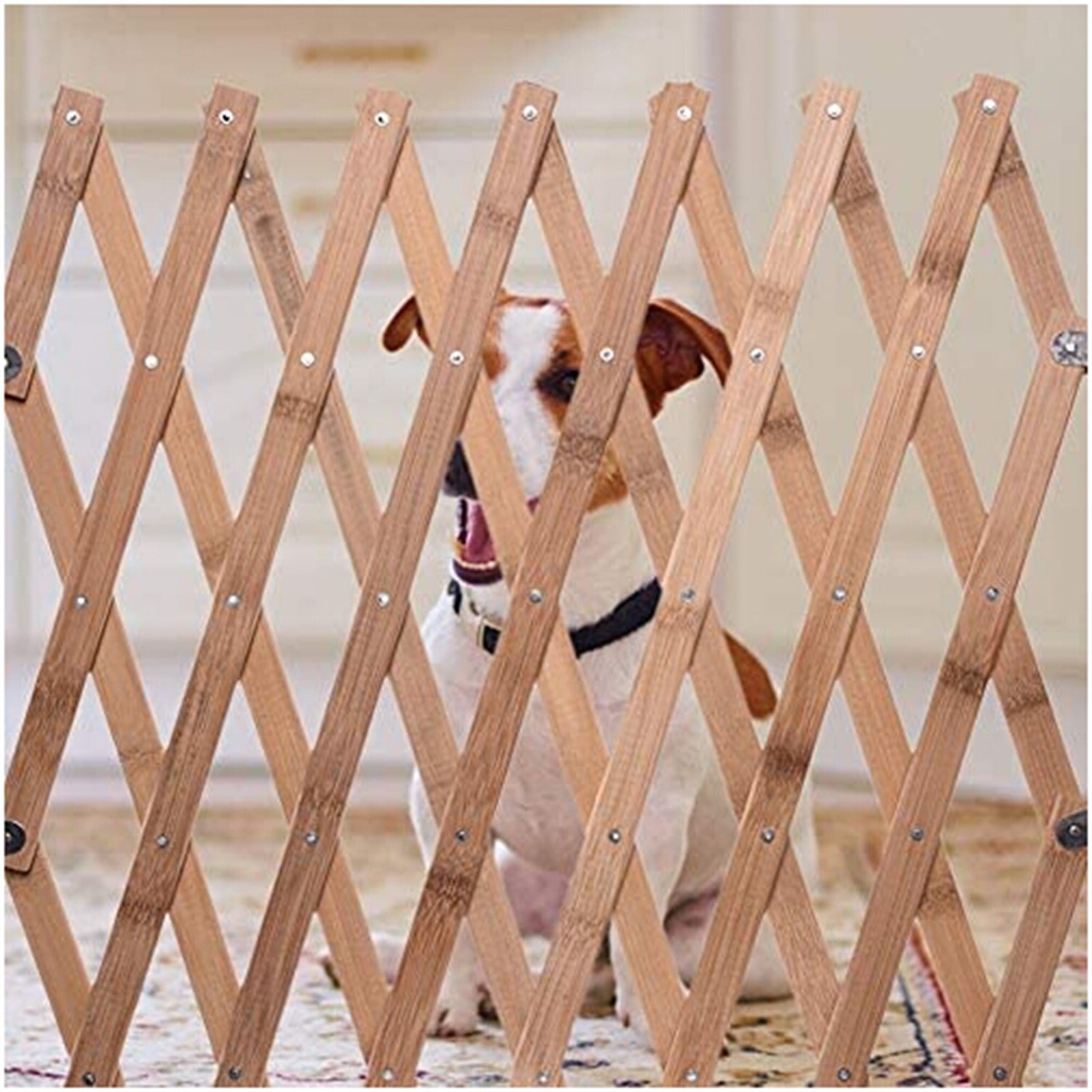Retractable Sliding Fence Gate Wooden Door Guard Standing Divider for Patio Garden Outdoor Privacy