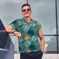 thumbnail image 3 of Kdxio Tropical Leaves Print Men's Short Sleeve Polo Shirt,Midweight Men's Shirt, 3 of 6