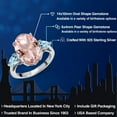 thumbnail image 2 of Gem Stone King 10.20 Ct Oval Peach Nano Morganite Sky Blue Topaz 925 Sterling Silver 3-Stone Engagement Ring, 2 of 6