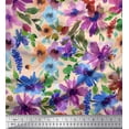 thumbnail image 1 of Soimoi Cotton Duck Fabric Flower & Leaves Watercolor Print Fabric by The Yard 56 Inch Wide, 1 of 3