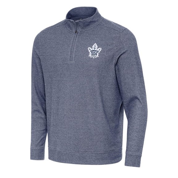 Men's Antigua Heather Navy Toronto Maple Leafs Subtle Quarter-Zip Sweatshirt