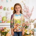 thumbnail image 1 of Blusas y camisas de manga larga con cuello redondo y estampado de Pascua, camiseta interior de cuello redondo y manga tres cuartos para niños de talla mediana y grande., 1 of 9