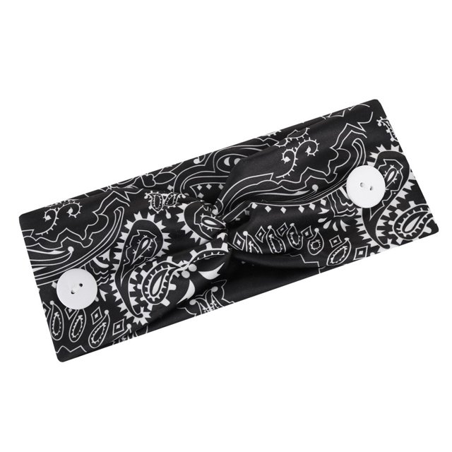 PVCS Yoga Sports Sweat-absorbent Headband Elastic Mask Anti-seize Button Headband