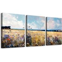 Hieng Wall Art For Bedroom Canvas Wall Decor For Living Room Field Scenery Wall Paintings Abstract Wall Pictures Office Decorations Framed Prints Artworks Modern Bathroom Room Home Decor 3 Piece