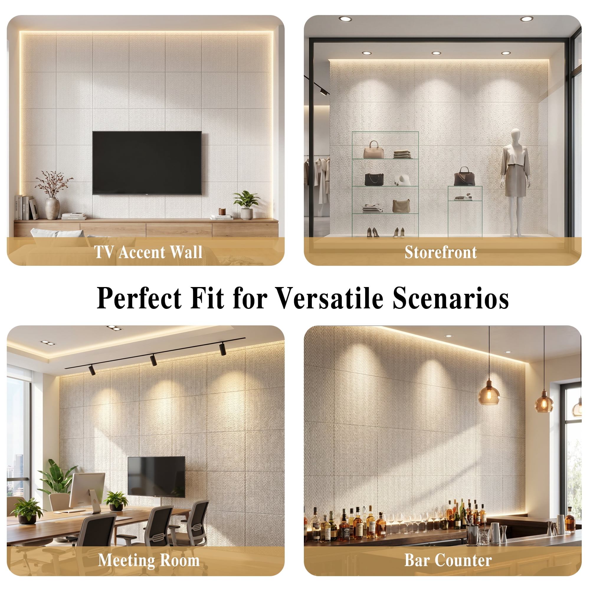 Real3D 8Pcs 24"x24" Faux Stone Wall Panels 3D Textured, Flexible Real Sand Finish Decorative Wall Tiles,White