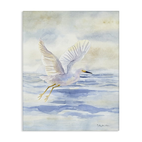 Stupell Industries Swan Flying Over Water Landscape Painting Gallery Wrapped Canvas Art Print Wall Art, 16 x 20