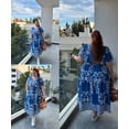 thumbnail image 3 of CASSIE LIZ Womens Plus Size Dresses 5X V Neck Floral Print Blue Maxi Dress with Elastic Waist Curvy Silhouette with Pockets Summer and Spring Short Sleeve Romantic Boho Dress5XL 26W 28W, 3 of 12