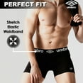 thumbnail image 4 of Umbro Mens Boxer Briefs Active Performance Breathable Underwear for Men, Black/Maroon/Teal Medium 6-Pack, 4 of 7