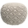 thumbnail image 1 of Hand-Knotted Macrame Pouf Ottoman 20 Inch Round, 1 of 7