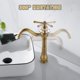 thumbnail image 4 of Grifo de baño vintage, grifo de lavabo alto de construcción de latón macizo con caño giratorio de 360°, superficie de latón envejecido cepillado a mano para tocador retro, instalación de montaje en, 4 of 5