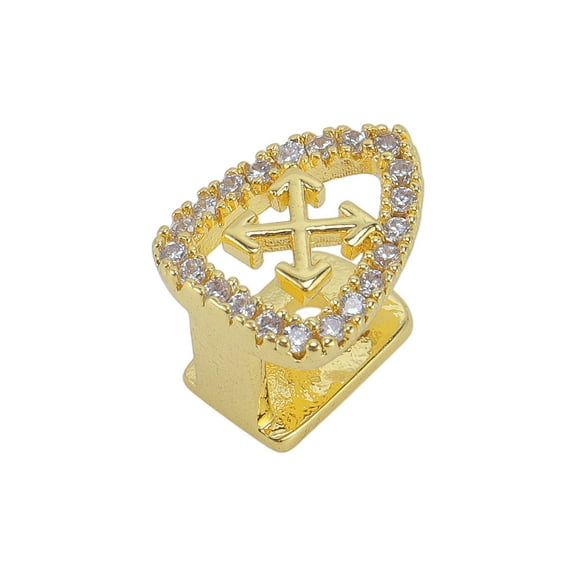 Unique Bargains 1 Pc Fake Grills Hip Hop Arrow-Shaped Teeth Grillz Gold Tone