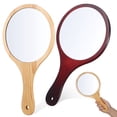 thumbnail image 1 of Shisuyan 2pcs Handheld Mirror Portable Travel Mirror Wood Hand Mirror Large Makeup Mirror, 1 of 8