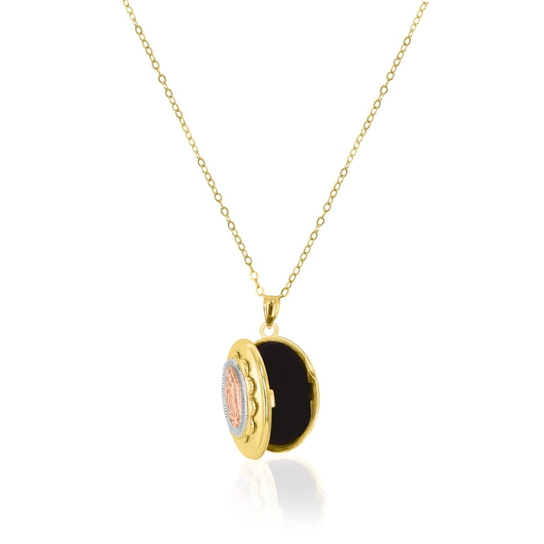 Brilliance Fine Jewelry Tri-Color Guadalupe Locket Pendant photo 2