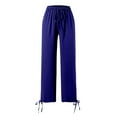 thumbnail image 5 of MNCEKFOD Womens Jeans Flowy Wide Leg Culottes with Pockets Drawstring Elastic Waist Loose Classic Fit Trousers for women 2025 Blue L, 5 of 5