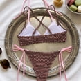 thumbnail image 5 of Top-kevin Women's Polka Dot Bikini Set Double Layer Halter Swimsuit Colorblock Side Tie 2 Piece Bathing Suit, 5 of 6