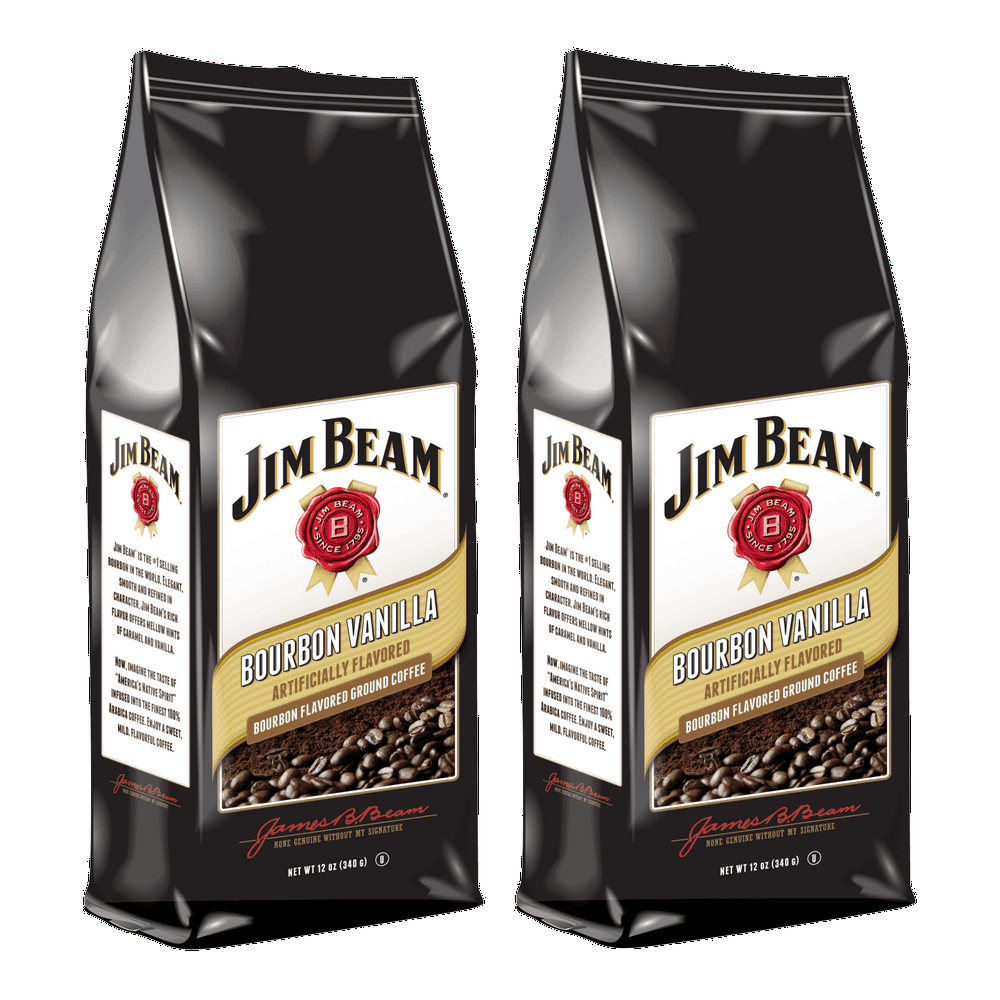 Jim Beam Bourbon Vanilla Bourbon Flavored Ground Coffee, 2 bags (12 oz
