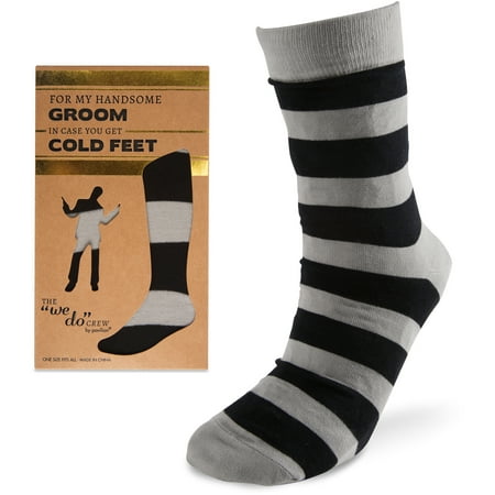 The We Do Crew - For My Handsome Groom In Case You Get Cold Feet - Striped Socks Groom Wedding (Best Man Wedding Socks)