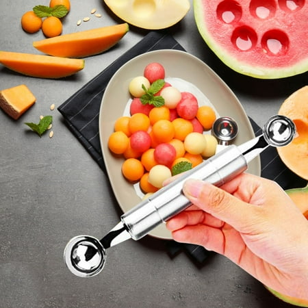 

Linjieee Ended Headed Fruit Ice Spoon Fruit Melon Spoon Stainless Steel Heart Shape Double Ended Headed Watermelon Ice Spoon