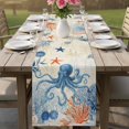 thumbnail image 4 of Coastal Octopus Table Runner 70 Inches, Vintage Nautical Summer Beach Coral Leaf Bed Runner Dresser Scarves Tabletop for Indoor Outdoor Parties/Ceremony/Banquet, 13" x 70", 4 of 9