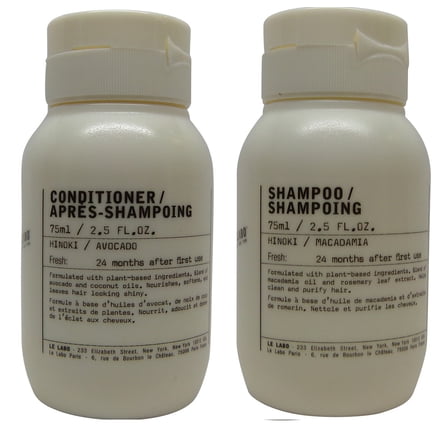 Le Labo Hinoki Shampoo & Conditioner lot of 2 (1 of each) 2.5oz bottles.