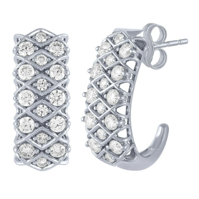 0.96 CT. T.W. Round Cut J Hoop Diamond Earrings in 14K Gold