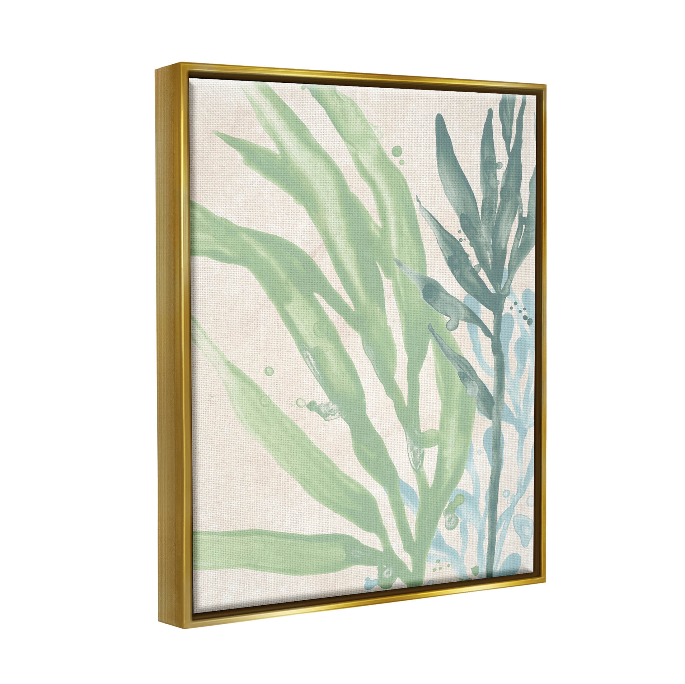 Stupell Industries Flowing Seaweed Underwater Plant Graphic Art Metallic Gold Floating Framed Canvas Print Wall Art, Design by June Erica Vess