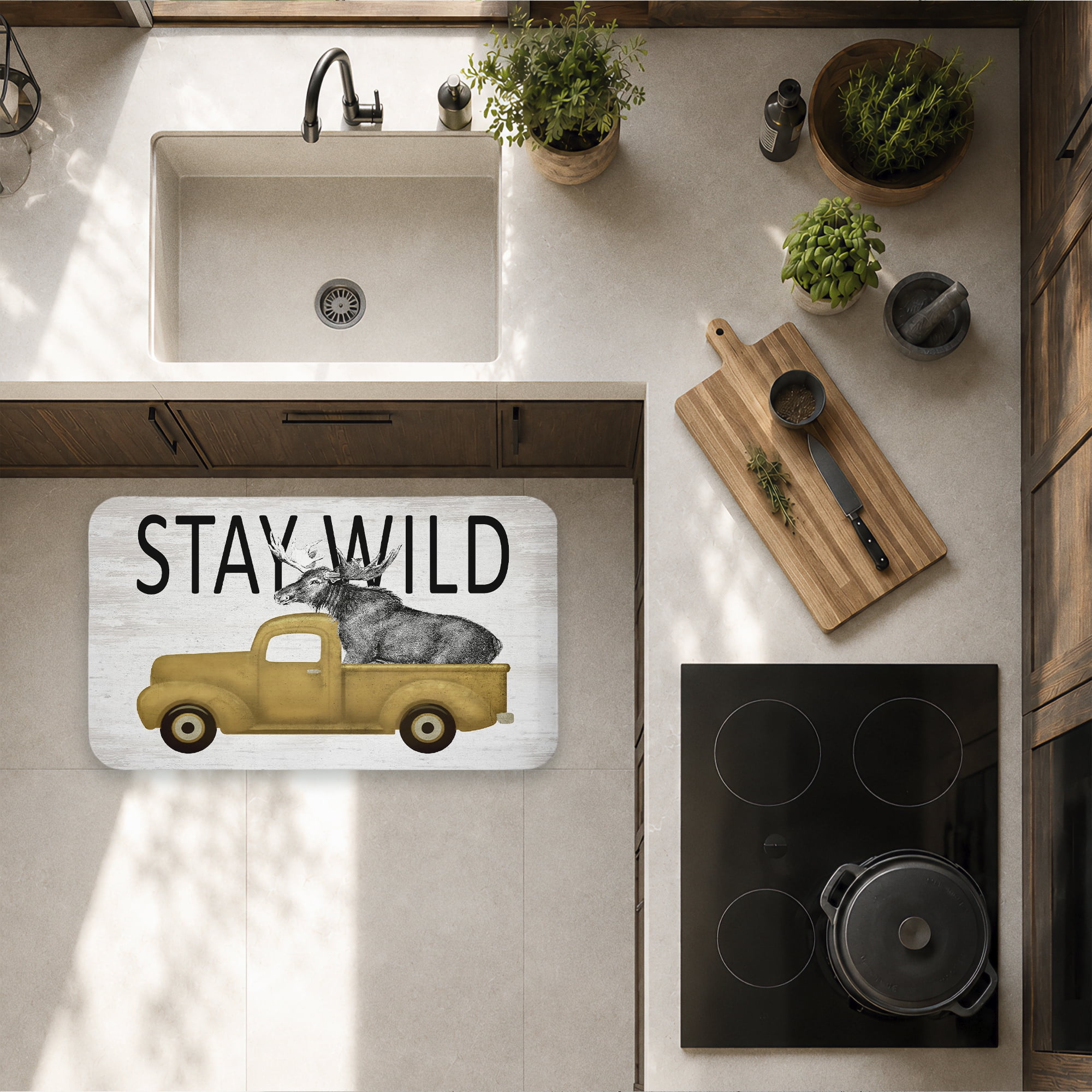 Stupell Industries Stay Wild Moose Tailgate Printed Anti-Fatigue Floor Mat, design by Lettered and Lined