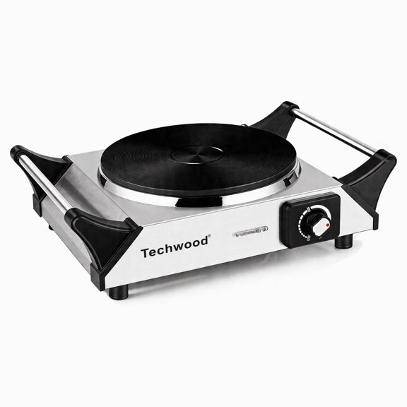 Techwood 1500W Portable Induction Cooktop, 7.5" Single Burner with Adjustable Temperature Control, For Home, RV, & Camping Use ,Silver