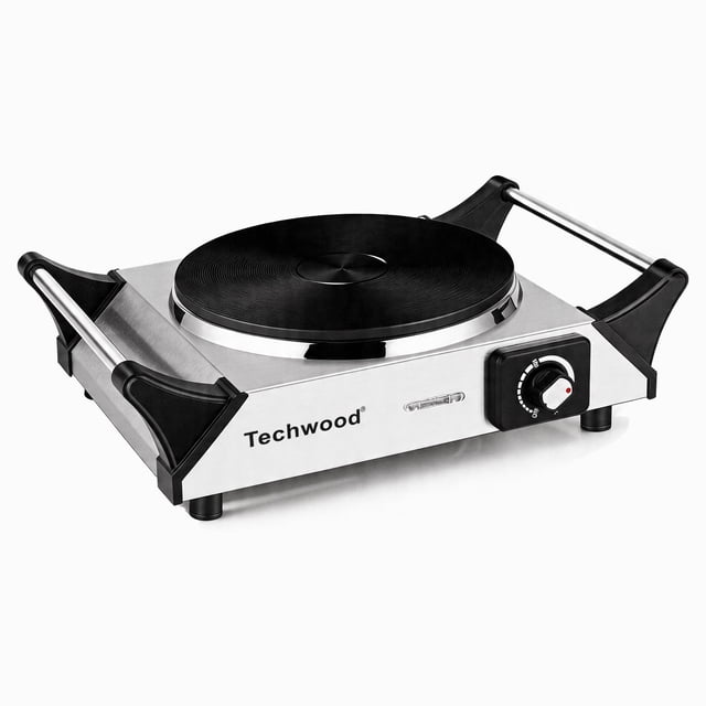Techwood 1500W Portable Induction Cooktop, 7.5" Single Burner with Adjustable Temperature Control, For Home, RV, & Camping Use ,Silver