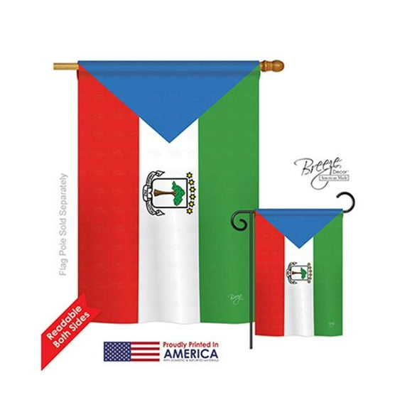 Breeze Decor 08305 Equatorial Guinea 2-Sided Vertical Impression House Flag - 28 x 40 in.