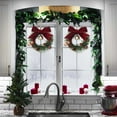 thumbnail image 3 of Mini Christmas Cabinet Wreath for Kitchen with Velvet Ribbon Bows and Bell, Small Hanging Artificial Wreath for Window Home Chair Front Door Wall Indoor Outdoor Fireplace Porch Decoration, 1 Pcs, 3 of 5