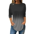 thumbnail image 2 of Ahuyic Womens Plus Size Top, Casual 3/4 Sleeve Blouse For Autumns And Winter, Womens Fashion 3/4 Sleeve Round Neck Top Loose Blouse For Women, 2 of 5