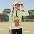 thumbnail image 3 of Psesaysky Girls Cute Frog Strawberry Print Sweatshirts Kids Casual Long Sleeve Trendy Tops Fall Comfy Lightweight Quarter Zip Pullovers Athletic Thermal Coat 12-13 Years, 3 of 6