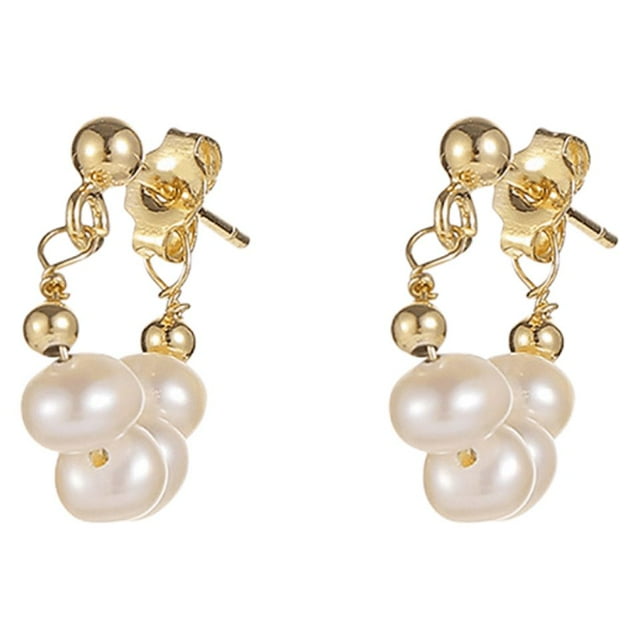 Pearl Hoop Earrings For Women 14k Gold Plated Pearl Earrings Jewelry 