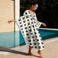thumbnail image 4 of SEANATIVE Women's Long Kaftan Maxi Caftan Dress Beachwear Bathing Suit Cover Up V-neck Batwing Sleeve Side Slits Kaftan Maxi Dresses for Beach Travel Casual, Paw Pattern Cream White, 4 of 7